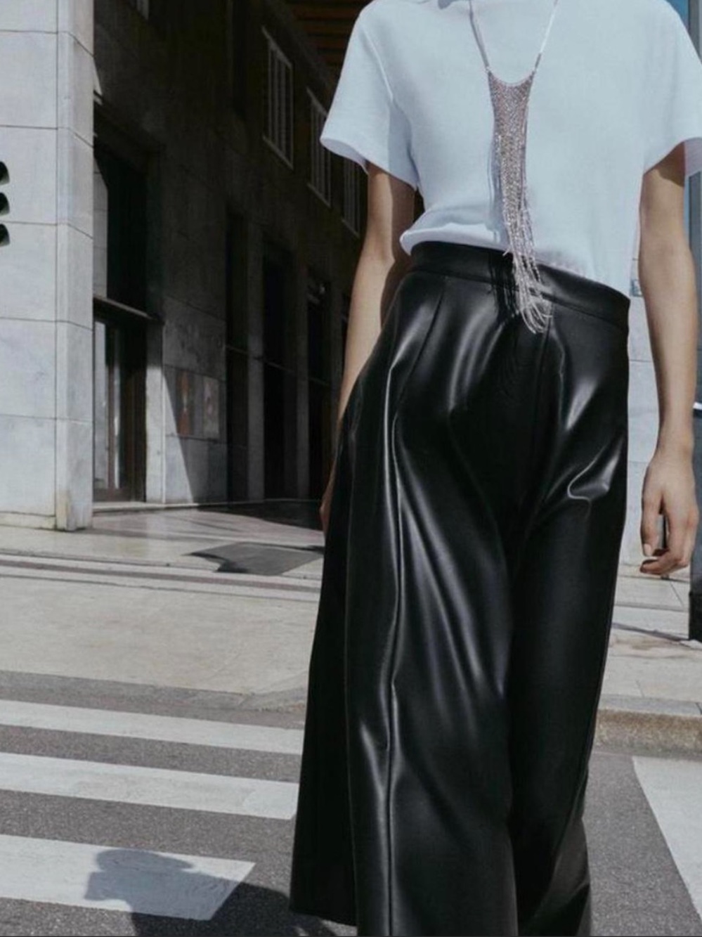 Zara Black Faux Leather Maxi Skirt Dress